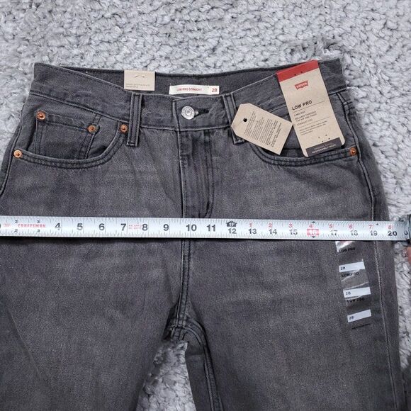 Levi’s Low Pro Stonewash Mid Rise Relaxed Straight Gray Bleach Splatter Size 28 - Picture 12 of 13